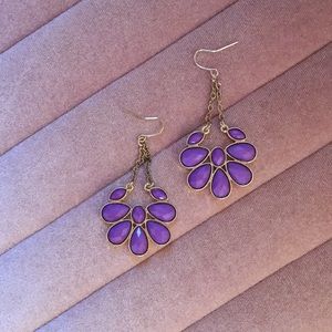 Purple & Gold Dangle Earrings